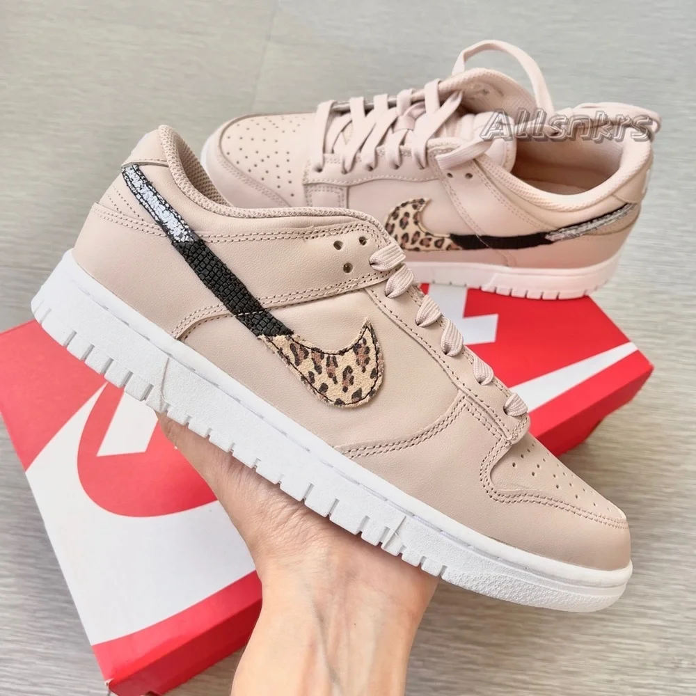 Nike Dunk Low W Pink🐆 leopard swoosh - Picture 1 of 7